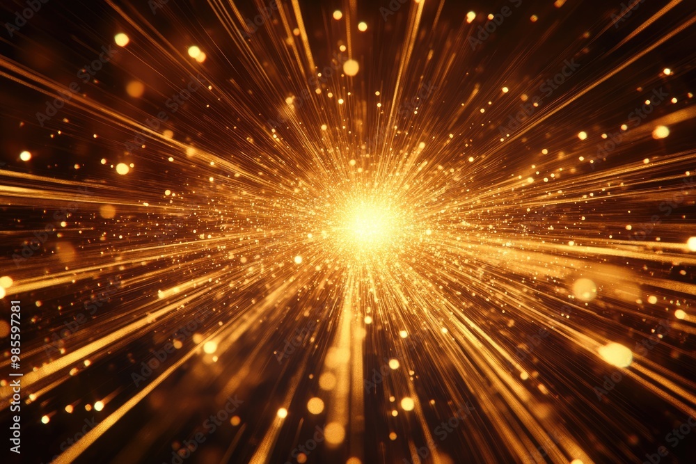 Naklejka premium golden sparkle burst energy sparke glitter background design