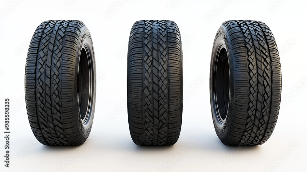 Three tires are shown in a close up Three tires are shown in a close up