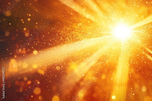 Summer background with a magnificent summer sun burst with lens flare. Space for your text.