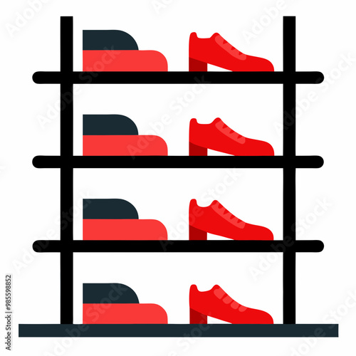 Shoe Rack Vector Illustration on White Background - SVG, Cricut Cut Files, Clipart for Organization & Storage Design