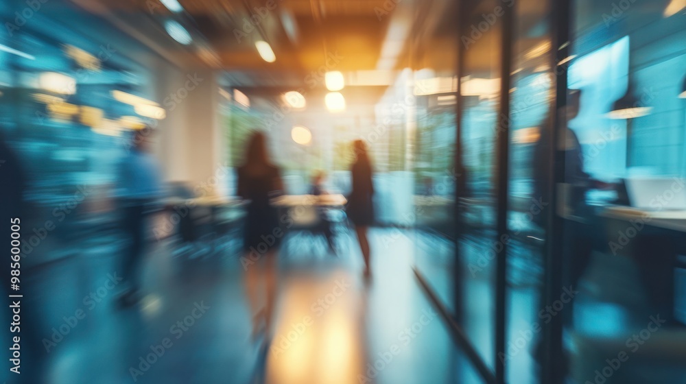 Blurred background of businesspeople working in modern business technology office Blurred background of businesspeople working in modern business technology office