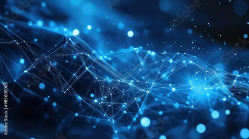 Blue technology background with data connections