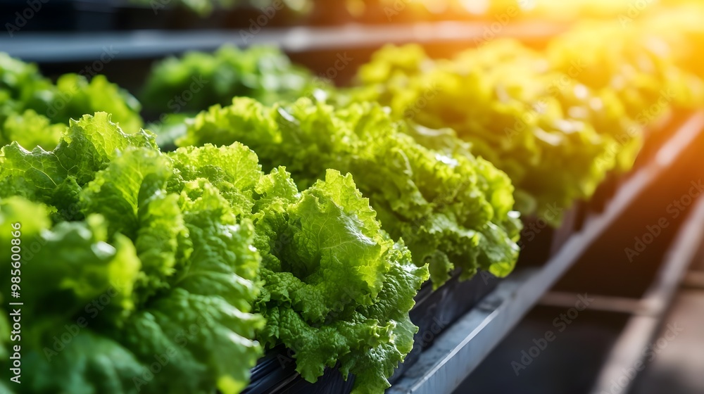 Fresh lettuce in vibrant green sunlight Fresh lettuce in vibrant green sunlight