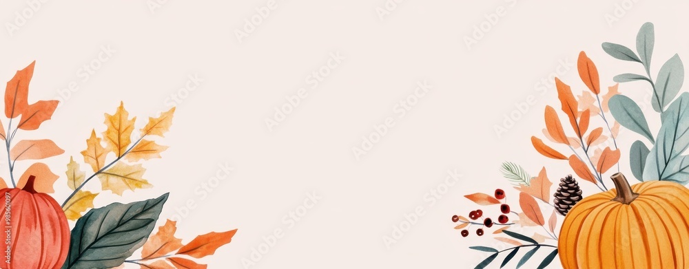 Vibrant fall background featuring pumpkins and autumn leaves, perfect for seasonal designs and festive decorations Vibrant fall background featuring pumpkins and autumn leaves, perfect for seasonal designs and festive decorations