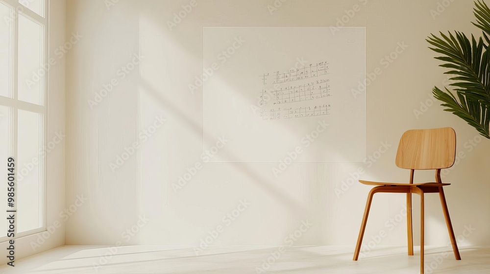Fototapeta premium Digital Whiteboard showcasing a complex math equation in a bright virtual classroom