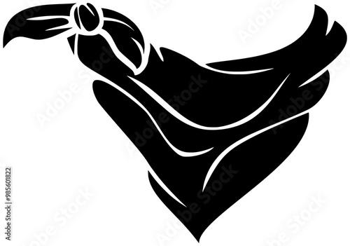 bandana illustration head silhouette headband logo style icon clothing outline element scarf collection fabric ribbon textile stylish hair hairband shape to vector graphic background