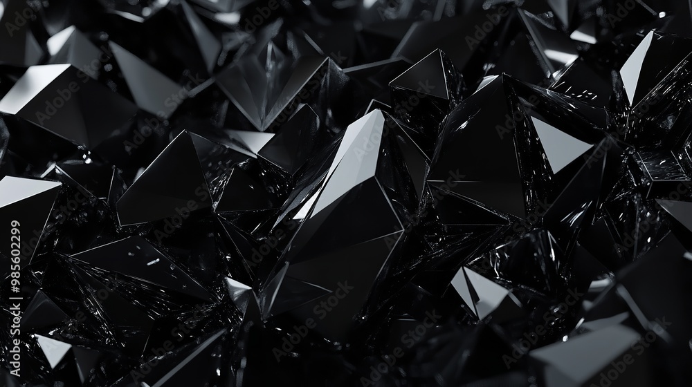 3d rendering of a pile of black diamond shapes on a black background, abstract black crystal background, AI Generated 3d rendering of a pile of black diamond shapes on a black background, abstract black crystal background, AI Generated