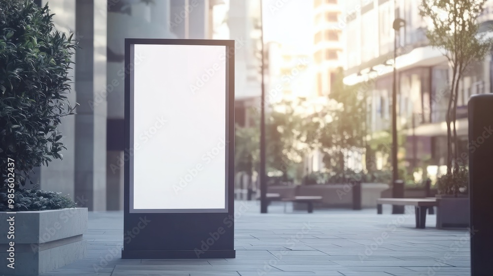 Display, blank clean screen or signboard mockup for offers or advertisement in public area Display, blank clean screen or signboard mockup for offers or advertisement in public area