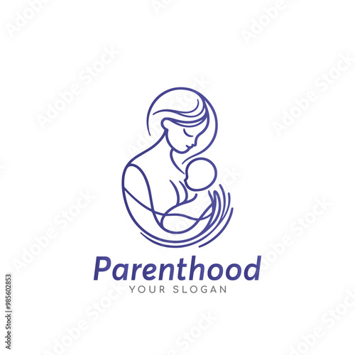 Family and Kids Design Element. parenthood, motherhood logo design. mom and baby logo design idea.