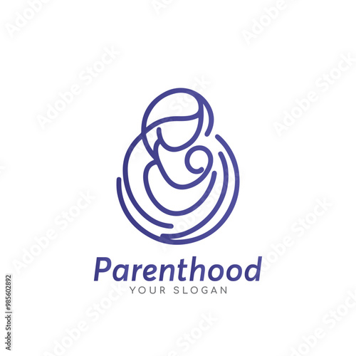 Family and Kids Design Element. parenthood, motherhood logo design. mom and baby logo design idea.