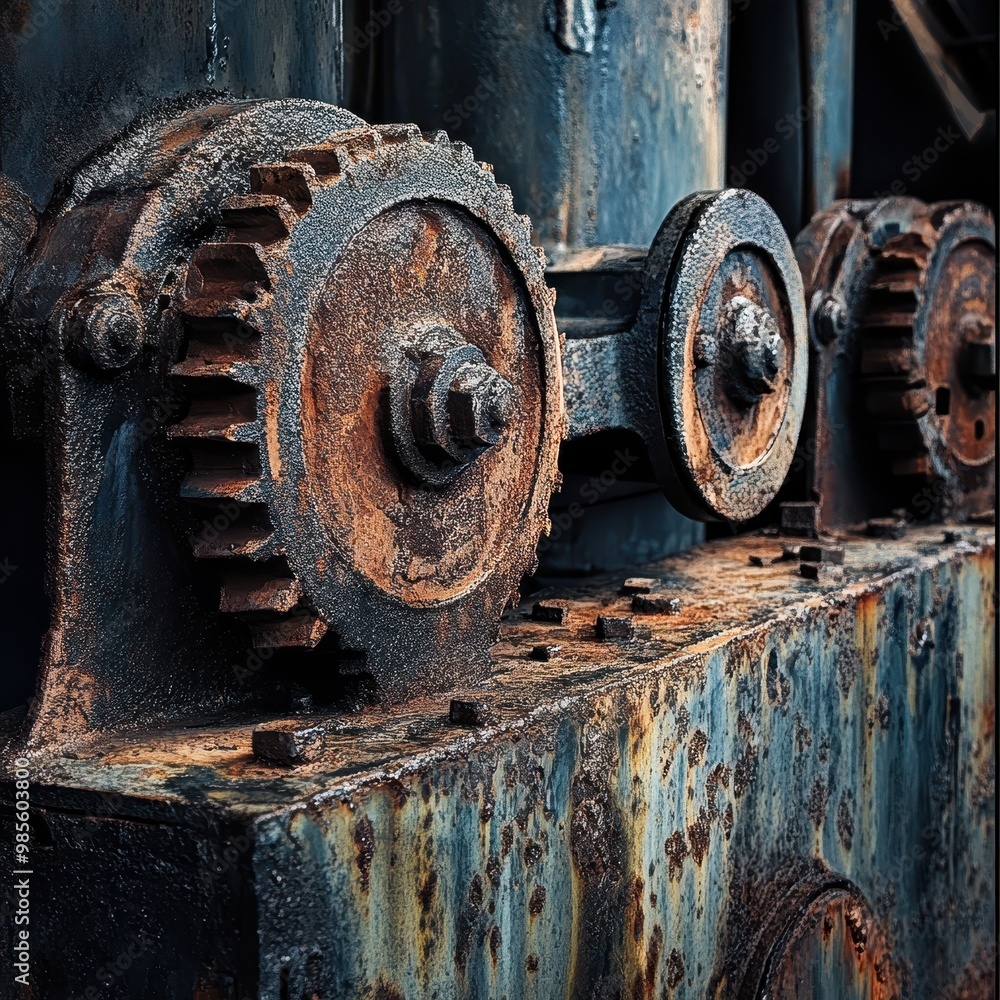 Rusty Gears and Machinery with Textured Surface Rusty Gears and Machinery with Textured Surface