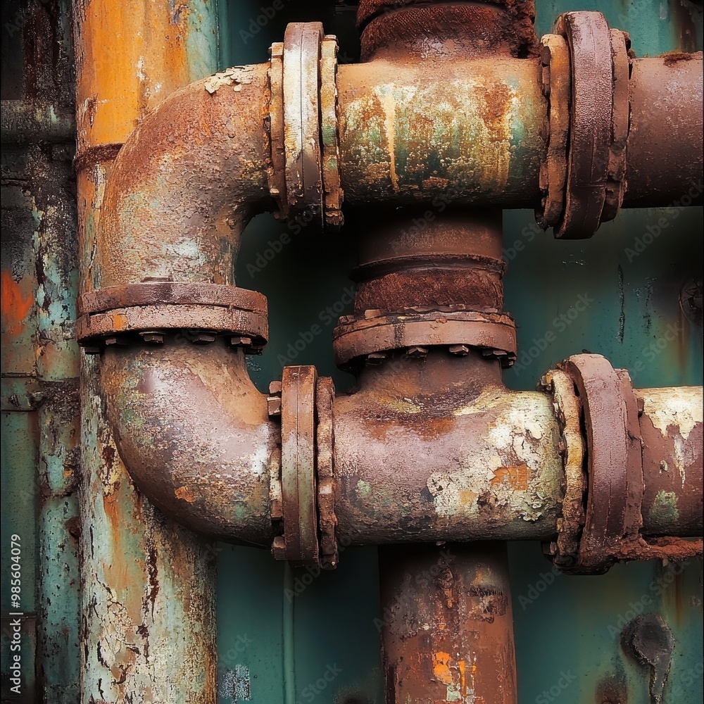 Rusty Industrial Pipes with Textured Surface Rusty Industrial Pipes with Textured Surface