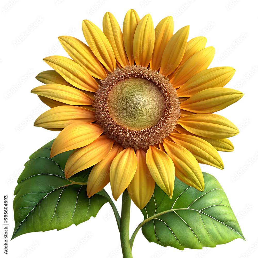 sunflower, 3D render style, isolated on transparent white background, clipping path sunflower, 3D render style, isolated on transparent white background, clipping path
