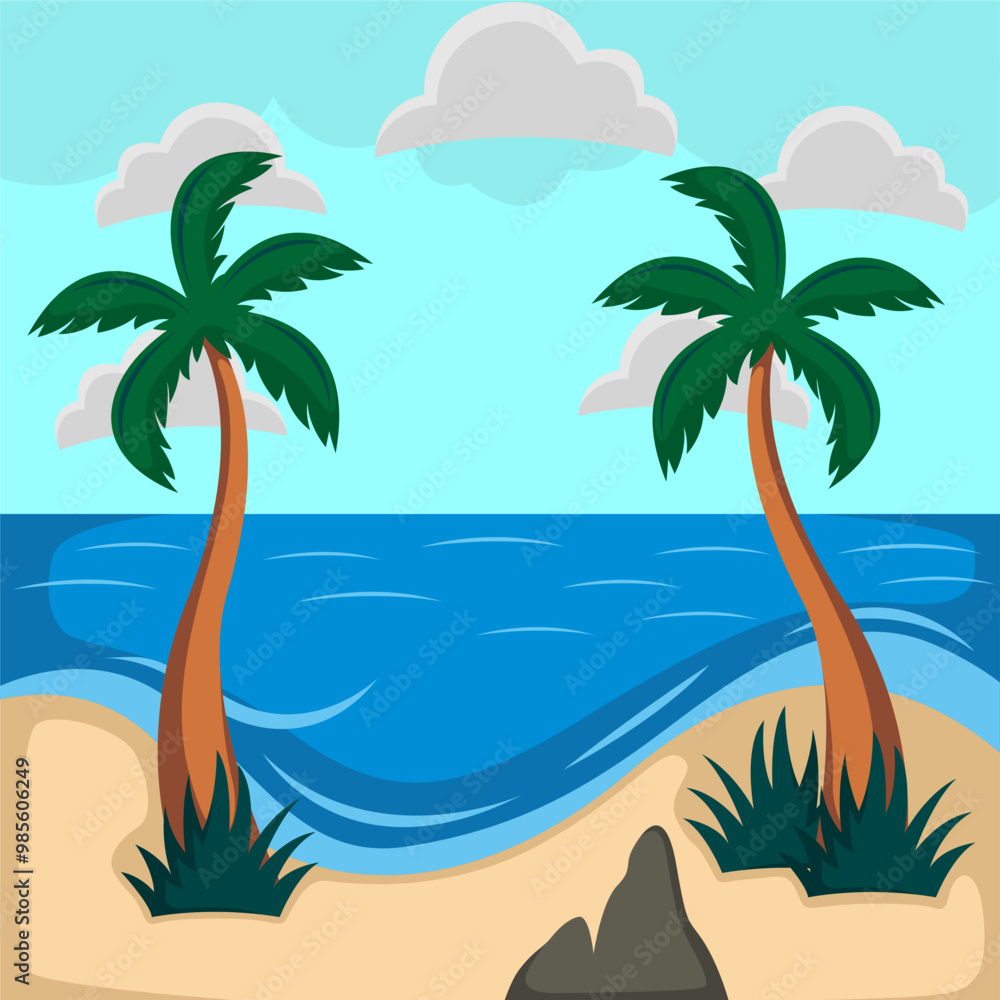 Obraz premium Summer beach scene vector background
