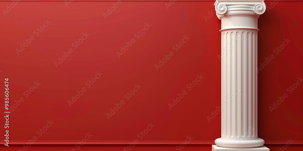 Classic White Pillar Against a Bold Red Background Classic White Pillar Against a Bold Red Background