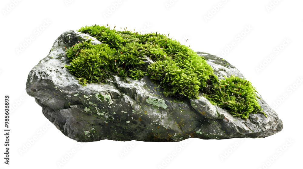 Serene Moss Covered Rock Isolated on White Background for Zen Concepts and Nature Designs Serene Moss Covered Rock Isolated on White Background for Zen Concepts and Nature Designs