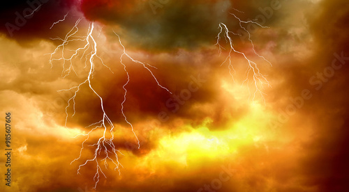 Lightning, thunder cloud dark cloudy sky