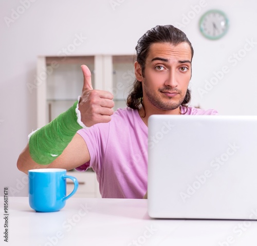 Injured young man at home
