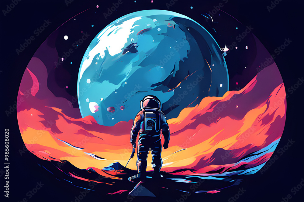 Obraz premium person and moon