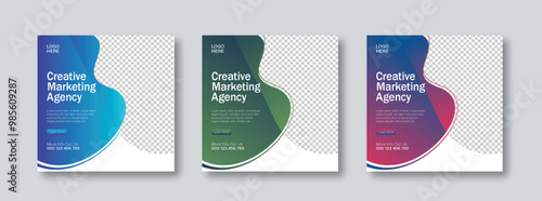 Set of digital marketing social marketing and web template