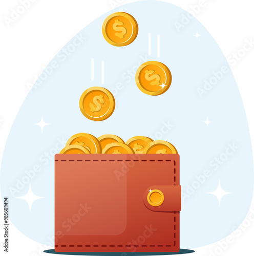 wallet with coins falling into it.