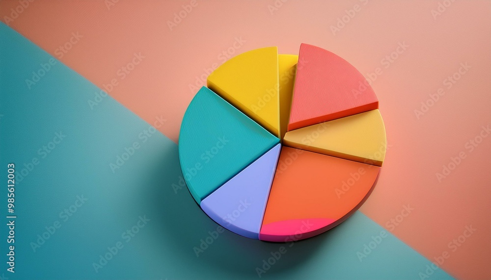Obraz premium Colorful 3D pie chart on a solid pastel background 