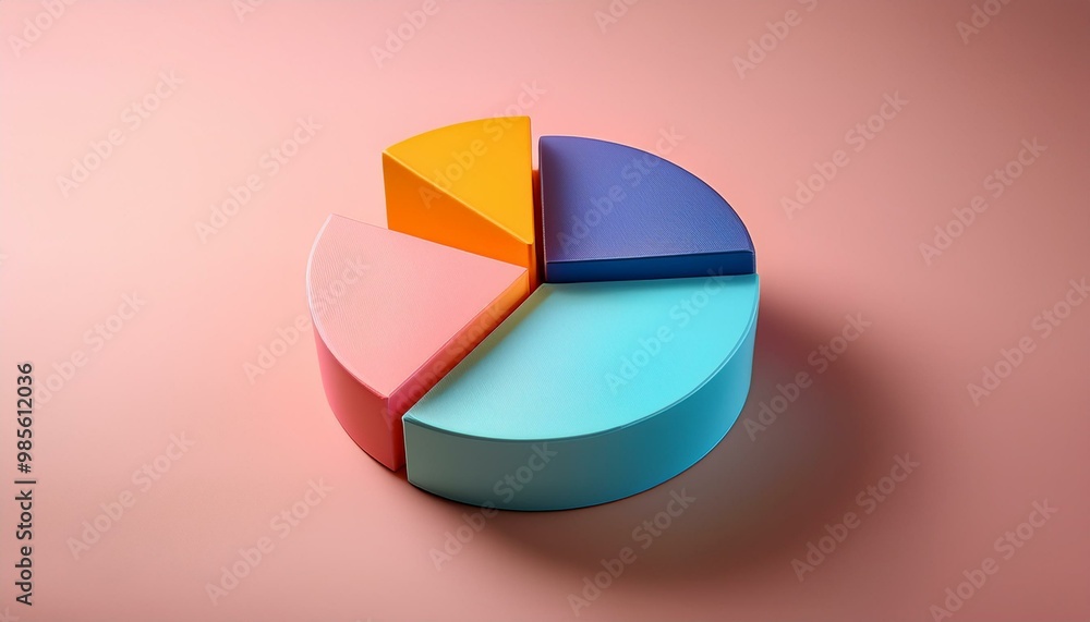 Obraz premium Colorful 3D pie chart on a solid pastel background 