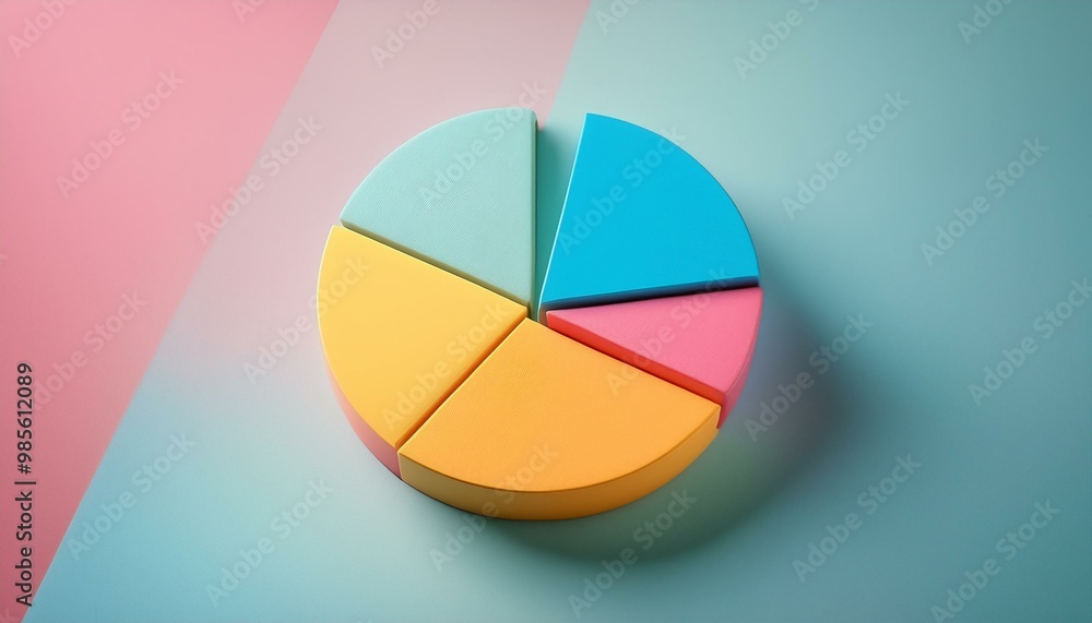 Obraz premium Colorful 3D pie chart on a solid pastel background 