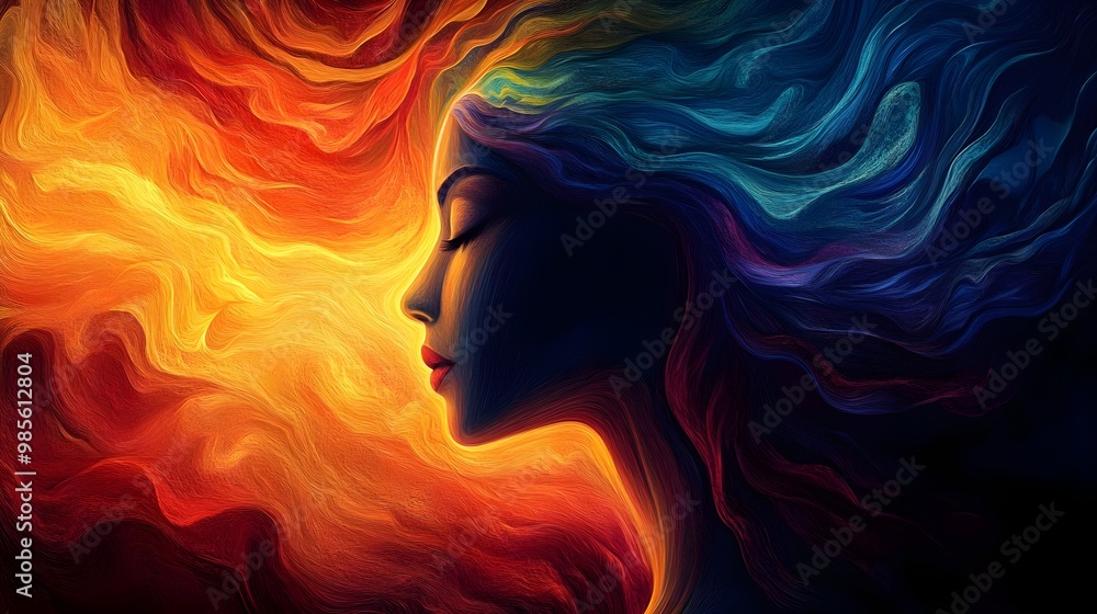 Abstract portrait reflecting inner emotions. Abstract portrait reflecting inner emotions.