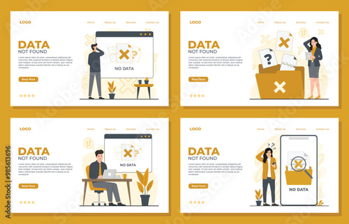 Data Not Found landing page template of no data. Modern flat style illustration for website