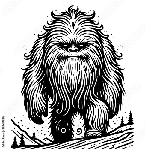 hand drawn illustration of a yeti.