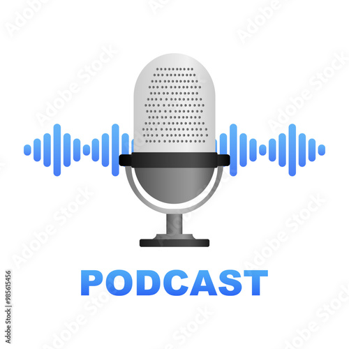 Podcast Microphone. logotype. Vector illustration