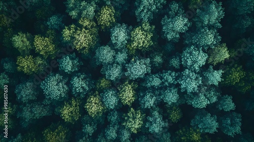 Aerial view of lush green forest canopy