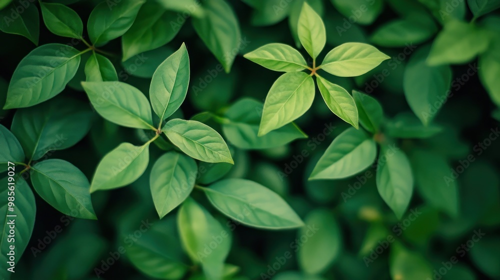 Lush green leaves close-up. Lush green leaves close-up.