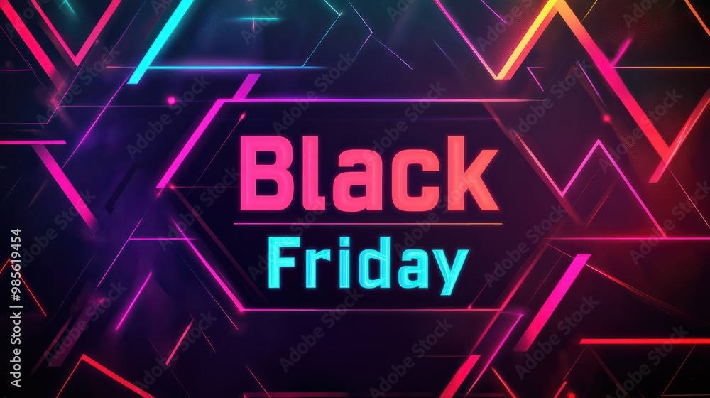 Abstract geometric pattern in neon colors with the text Abstract geometric pattern in neon colors with the text