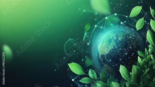 A green background with a blue sphere in the middle