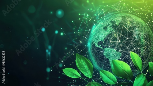 A green background with a blue sphere in the middle