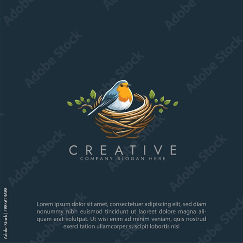 Bird fram  bird nest logo and t - shirt vector template, Animal fram logo Creative vector design