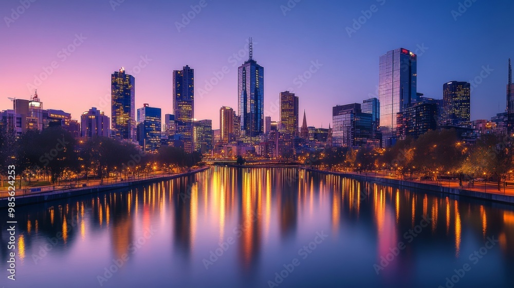 Obraz premium Melbourne Skyline at Dusk.