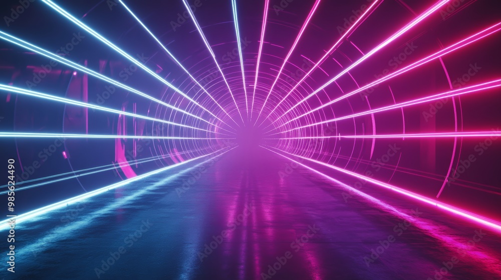 Futuristic Neon Tunnel with Pink and Blue Lights. Futuristic Neon Tunnel with Pink and Blue Lights.