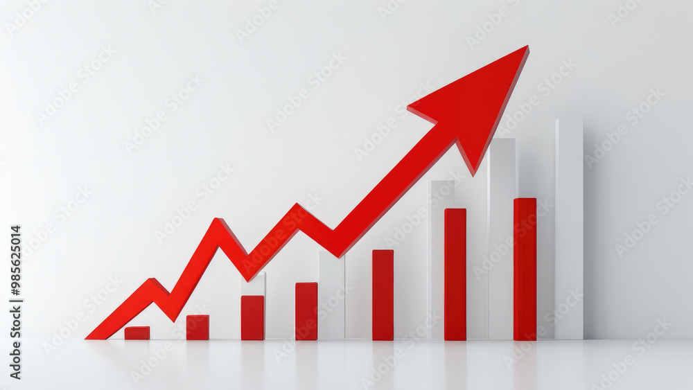 3D Red Decline Chart: Dynamic Data Visualization Showing a Downward Trend 3D Red Decline Chart: Dynamic Data Visualization Showing a Downward Trend