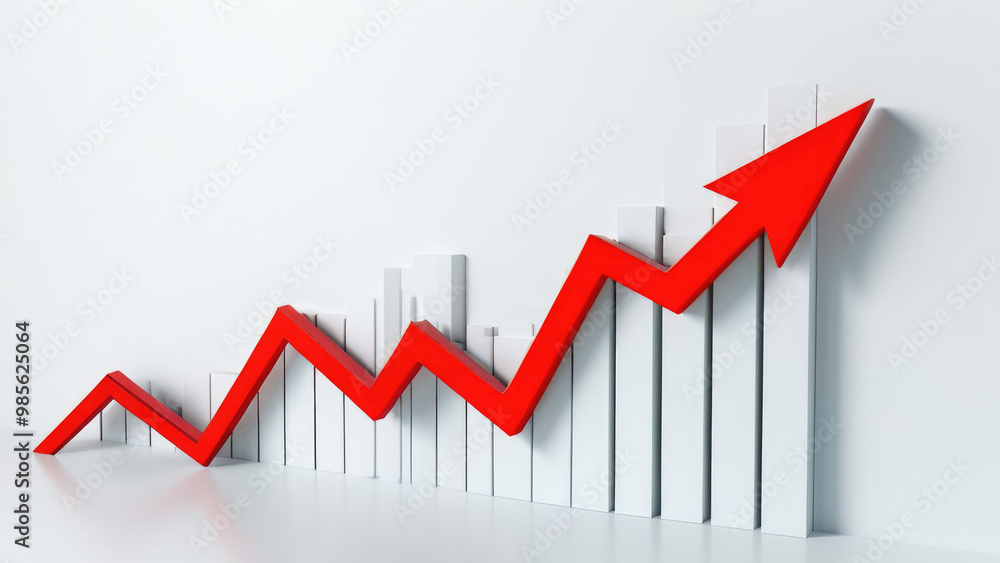 3D Red Decline Chart: Dynamic Data Visualization Showing a Downward Trend 3D Red Decline Chart: Dynamic Data Visualization Showing a Downward Trend