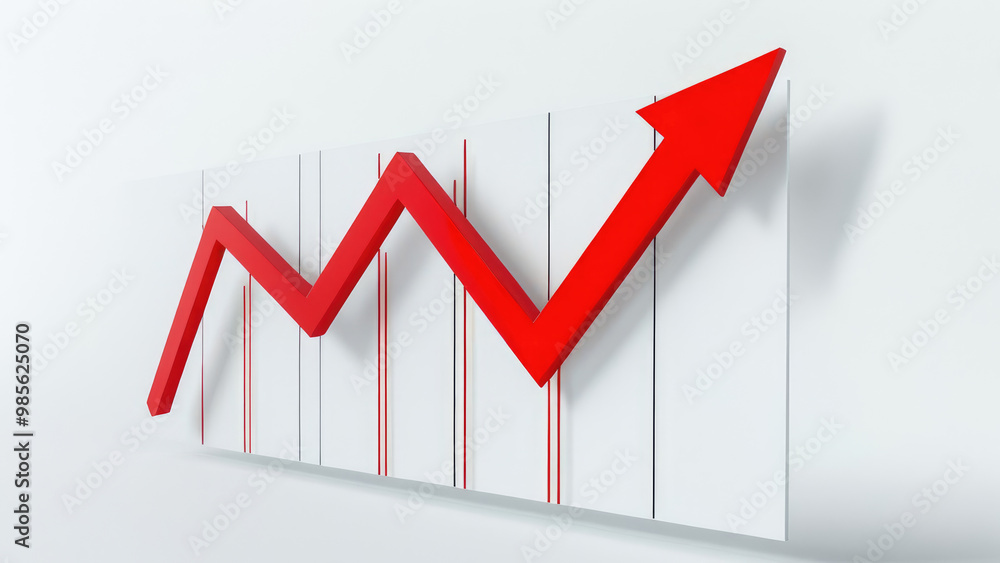 3D Red Decline Chart: Dynamic Data Visualization Showing a Downward Trend 3D Red Decline Chart: Dynamic Data Visualization Showing a Downward Trend