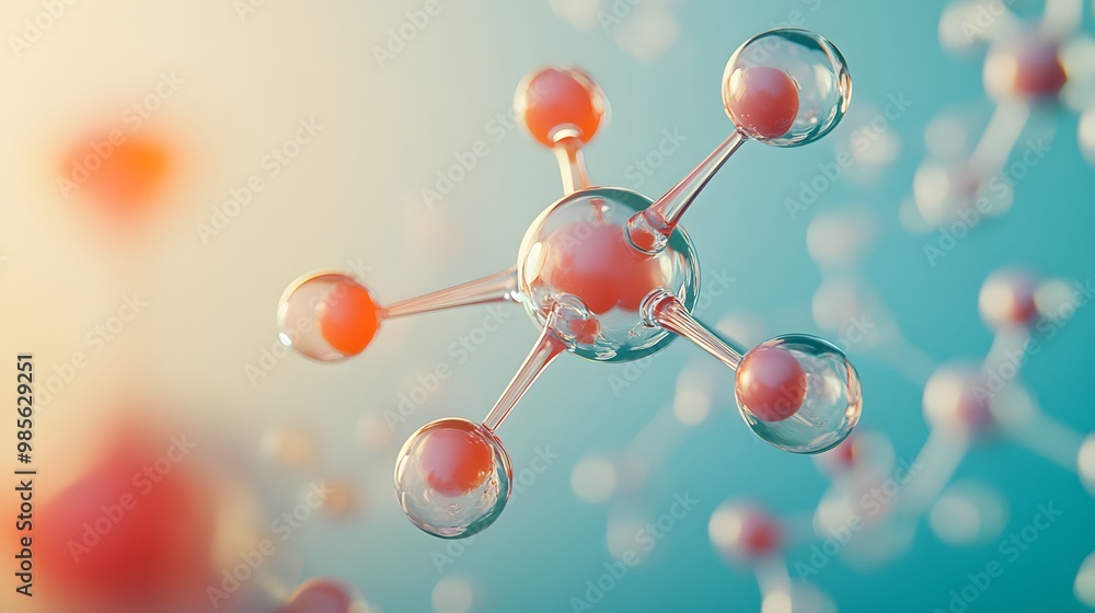 A Close-Up of a Molecular Structure with Spheres and Bonds A Close-Up of a Molecular Structure with Spheres and Bonds