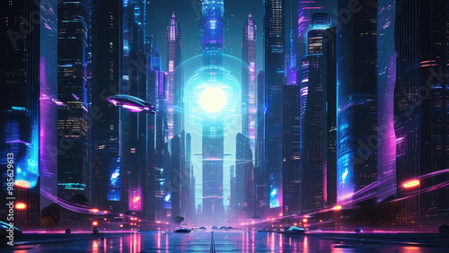 Futuristic Cityscape at Night: A Vision of Tomorrow