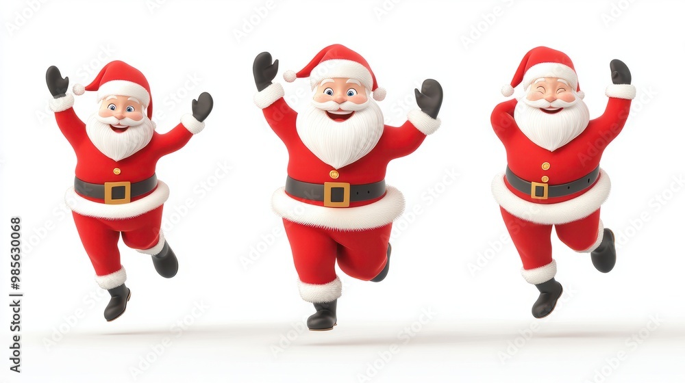 Set of 3D cartoon character Santa Claus Marry Christmas happy smile dancing have fun, isolated on white and transparent background, ai generate transparent background Set of 3D cartoon character Santa Claus Marry Christmas happy smile dancing have fun, isolated on white and transparent background, ai generate transparent background