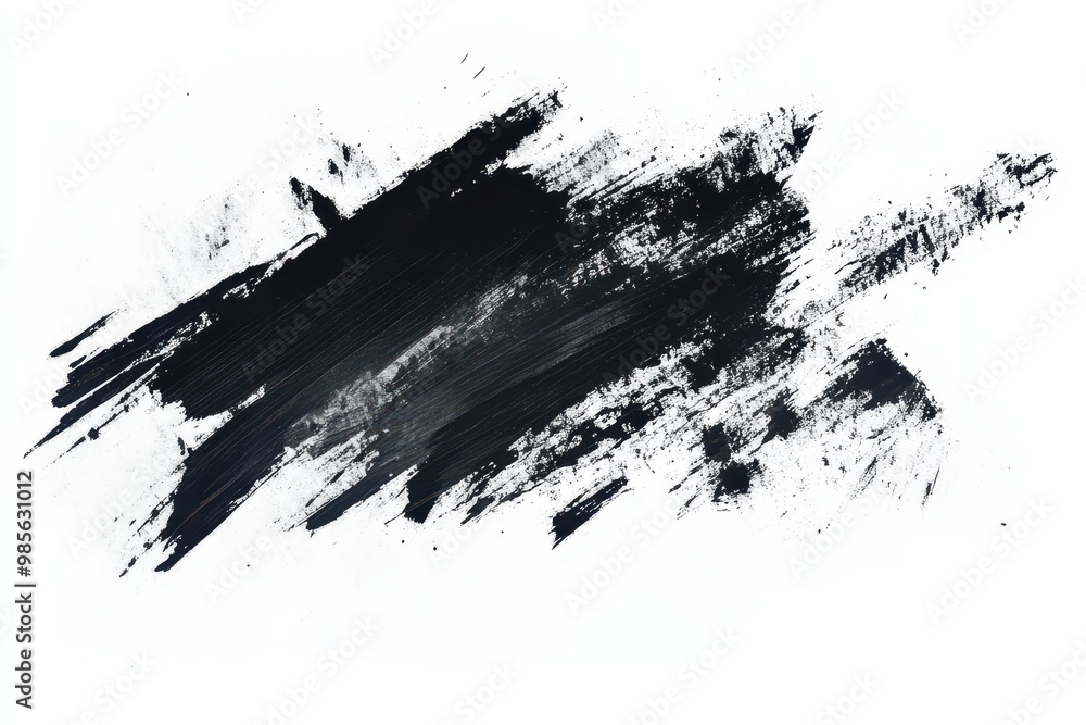 Abstract black paint stroke on a white background, showcasing texture and contrast. Abstract black paint stroke on a white background, showcasing texture and contrast.