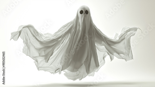 Ethereal Ghost Floating on White Background