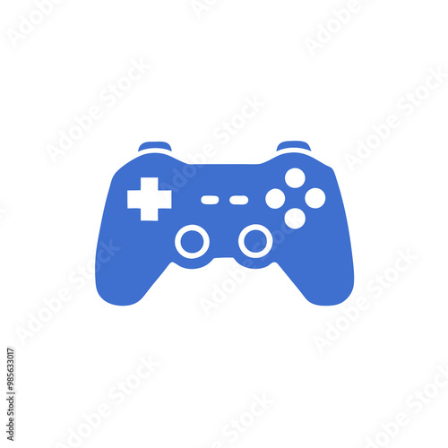 Blue gamepad illustration, gaming controller for video games, entertainment concept