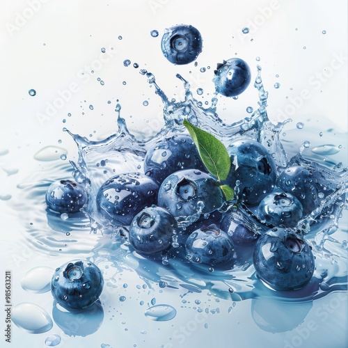 Wallpaper Mural Fresh Blueberry Splash Collection – Realistic Water Droplet Effects and Juicy Blueberry Designs Torontodigital.ca